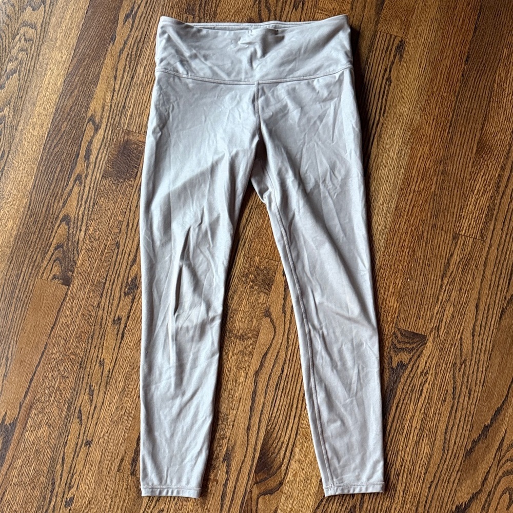 Athleta Women's Small Light Gray Tan Glimmer Leggings High Waist Skinny Active